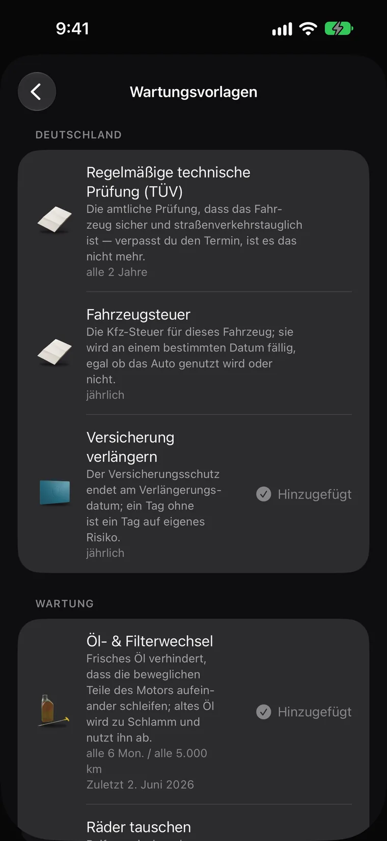 Gesetzliche Voreinstellungen für Ihr Land