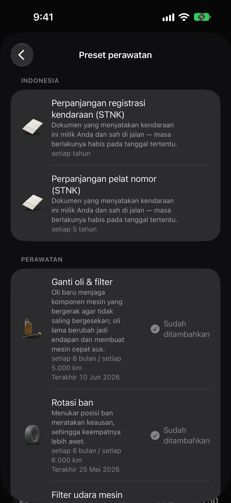 Preset ketentuan resmi untuk negara Anda